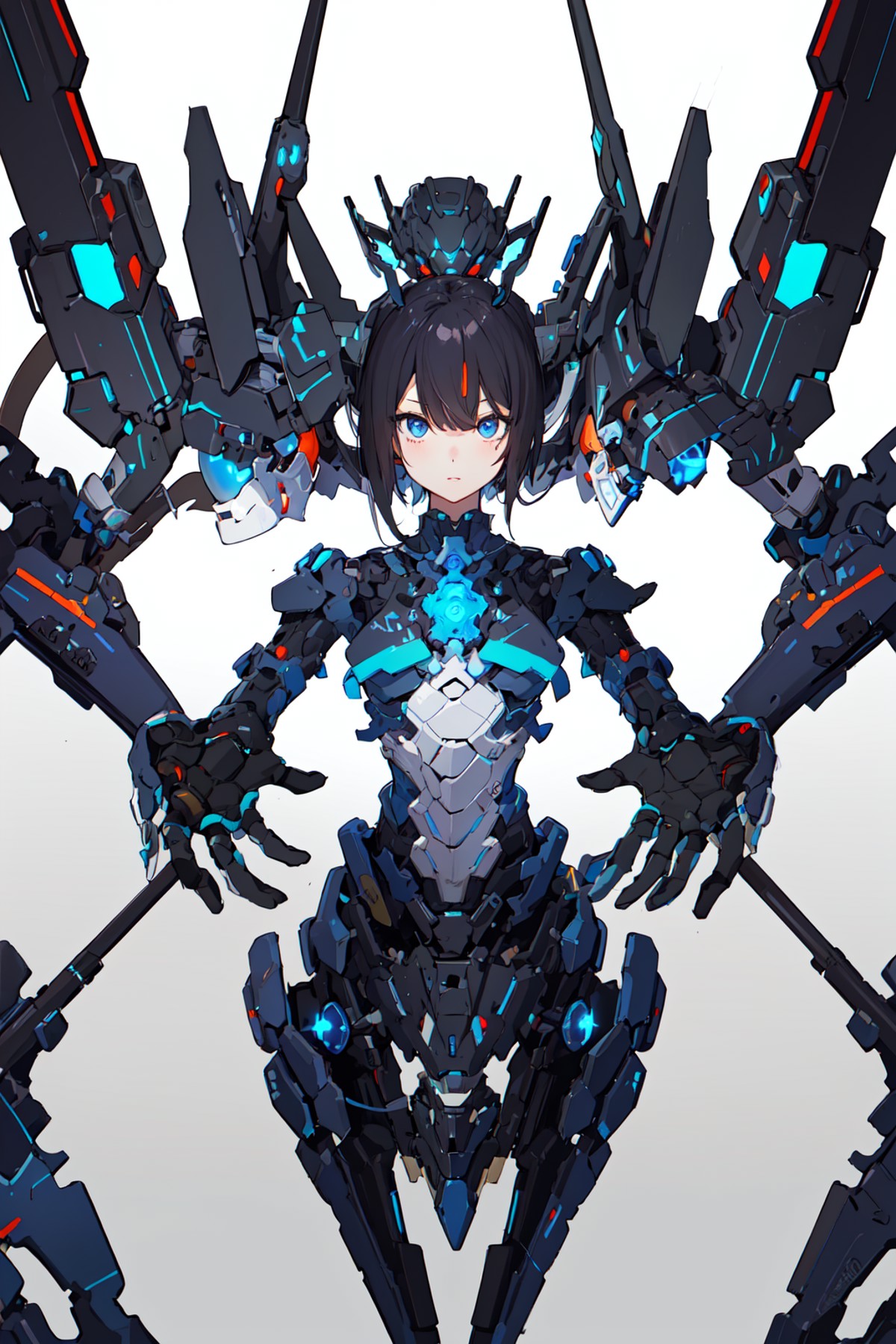 (masterpiece, top quality),
mecha,fusion mecha,1girl,  mecha musume, 
detailed eyes, Perfect features, (masterpeace, best ...